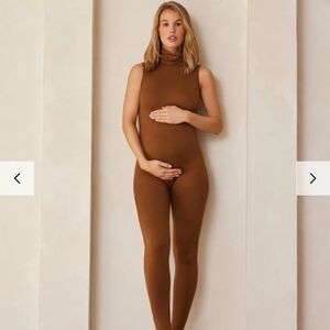 Stevie Maternity Bumpsuit In Toffee - Large